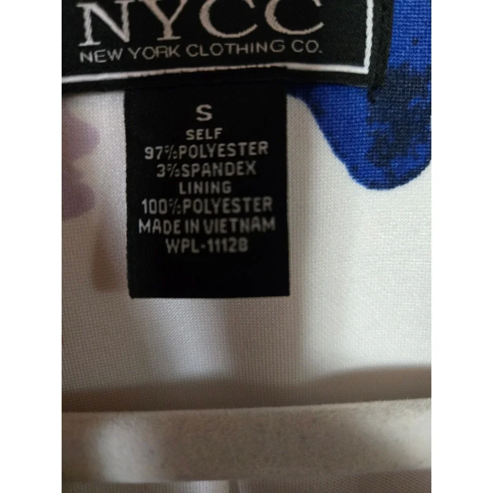 NYCC New York Clothing Co Floral Blazer White Red Blue 3/4 Sleeve Size S